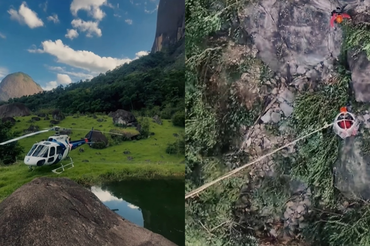 resgate de atleta de wingsuit na Pedra do Cabrito