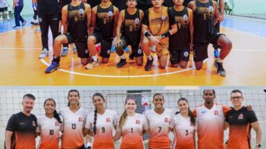 Dobradinha campeã: equipes de voleibol de Cachoeiro levam estaduais de forma invicta