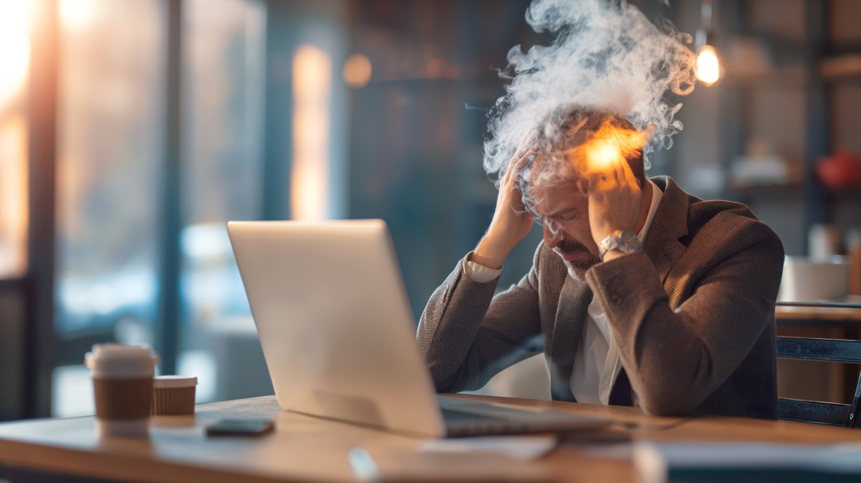 A foto alude à produtividade tóxica