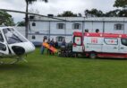 Homem com queimaduras graves é transferido de helicóptero em Alegre