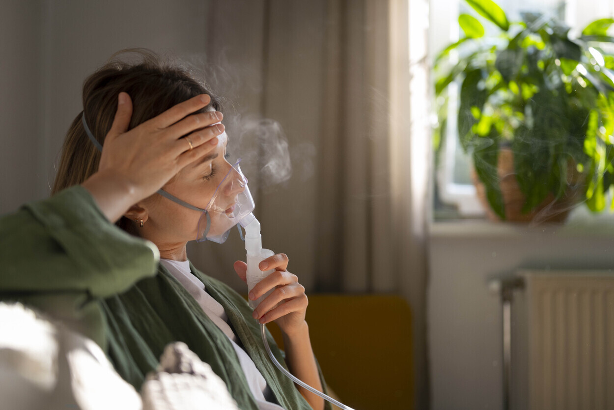 A foto alude a doenças respiratórias