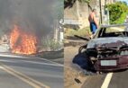 VÍDEO | Carro pega fogo e assusta moradores em Muniz Freire