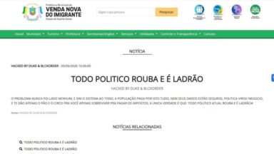 Ataque hacker suspende serviços no site da Prefeitura de Venda Nova