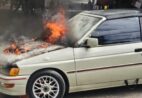 VÍDEO | Veículo fica destruído após incêndio em estacionamento no Centro de Cachoeiro