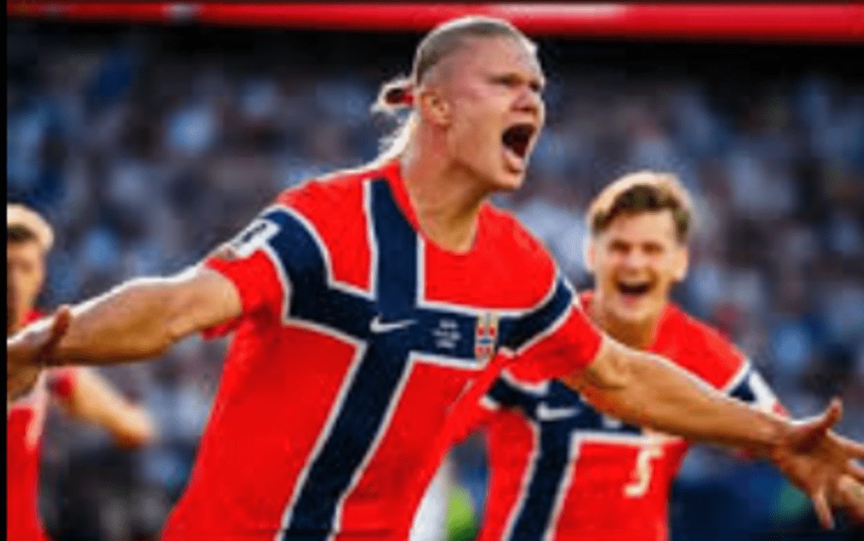 A foto mostra ojogador norueguês Haaland
