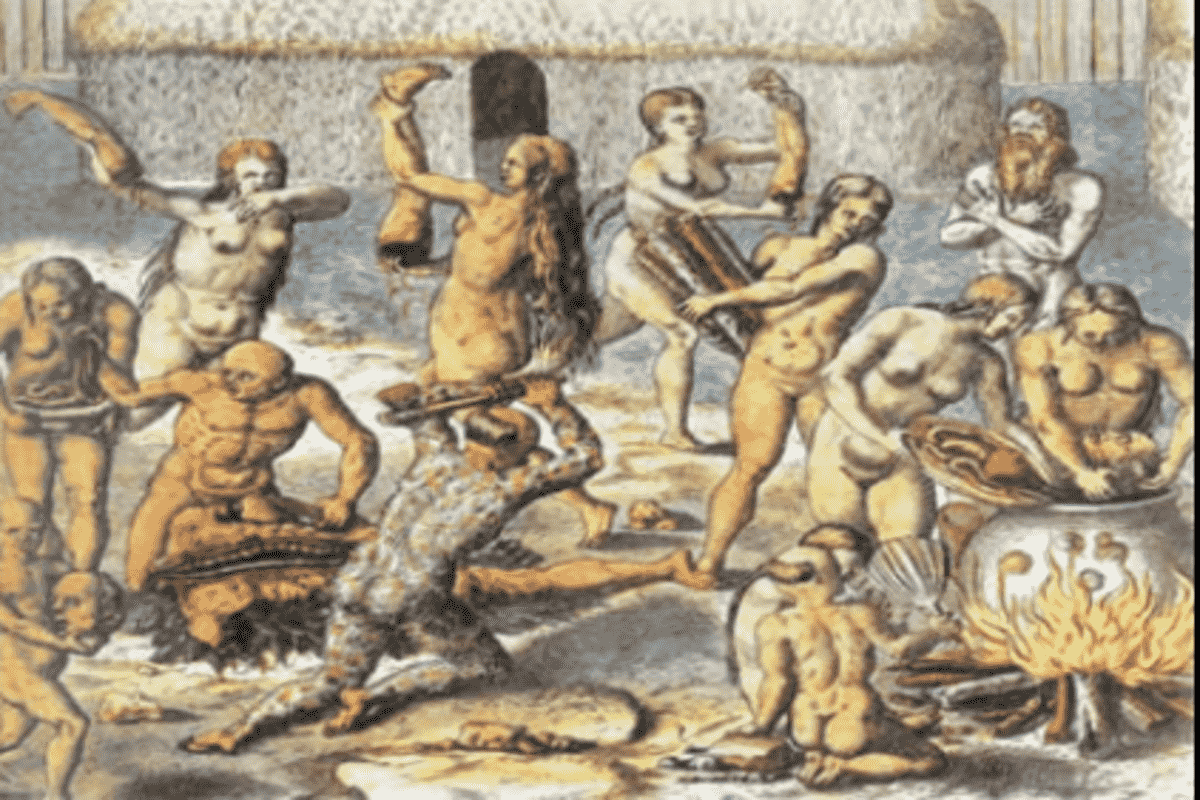 A foto remete à cena de canibalismo na época da colonização