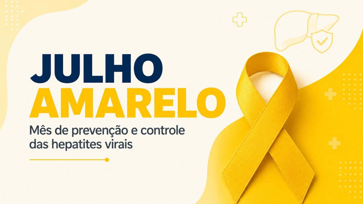 A foto alude à campanha Julho Amarelo - contra hepatites virais