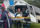 Homem com queimaduras graves é transferido de helicóptero no ES
