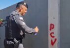 PM apaga inscrições de facção e reforça patrulhamento em Dores do Rio Preto