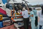 Motociclista bate em muro ao desviar de trator em Ibatiba e é levado de helicóptero para Vitória
