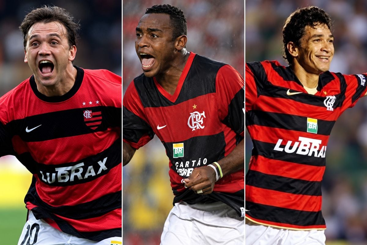 A foto motra os ídolos do Flamengo FC