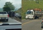 Caminhão de granito tomba, derruba poste e atinge outro veículo em Cachoeiro